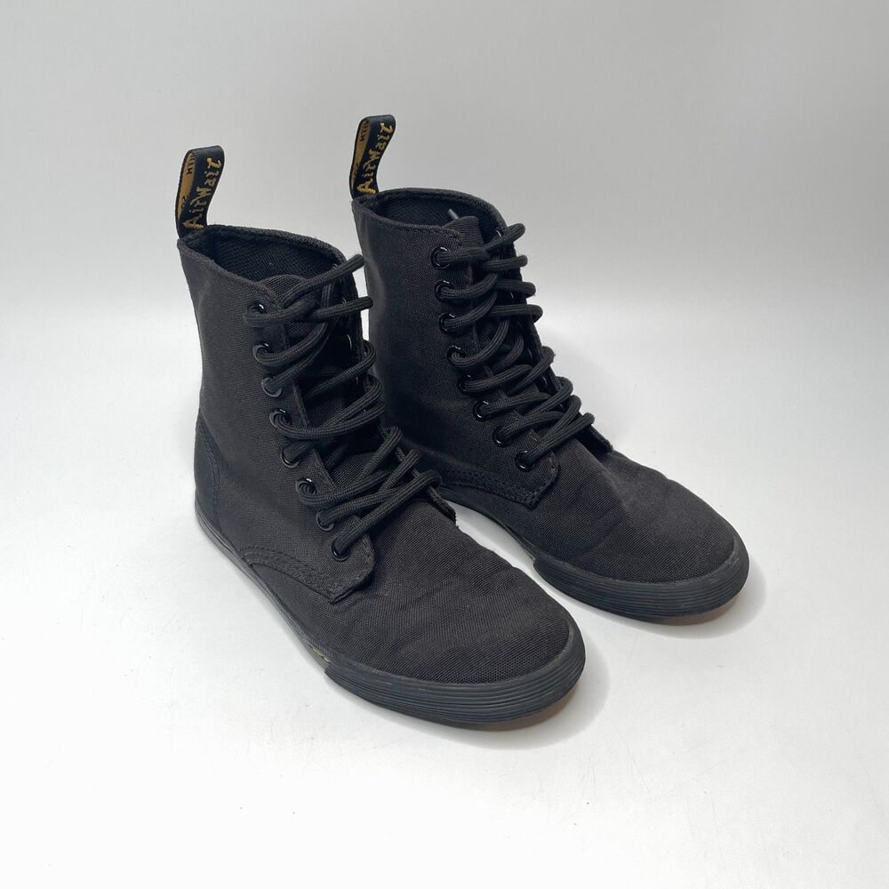 DR. MARTENS Junior Sheridan Black Canvas Boots Youth Size 1
